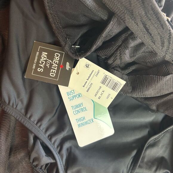 Swim Solutions Women's Tummy-Control Swim Dress One Piece Swimsuit Black Size 8 - Picture 7 of 9